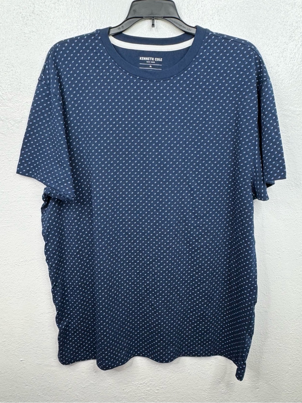 Kenneth Cole New York T-Shirt Men's XL Navy Blue Geometric Micro Dot